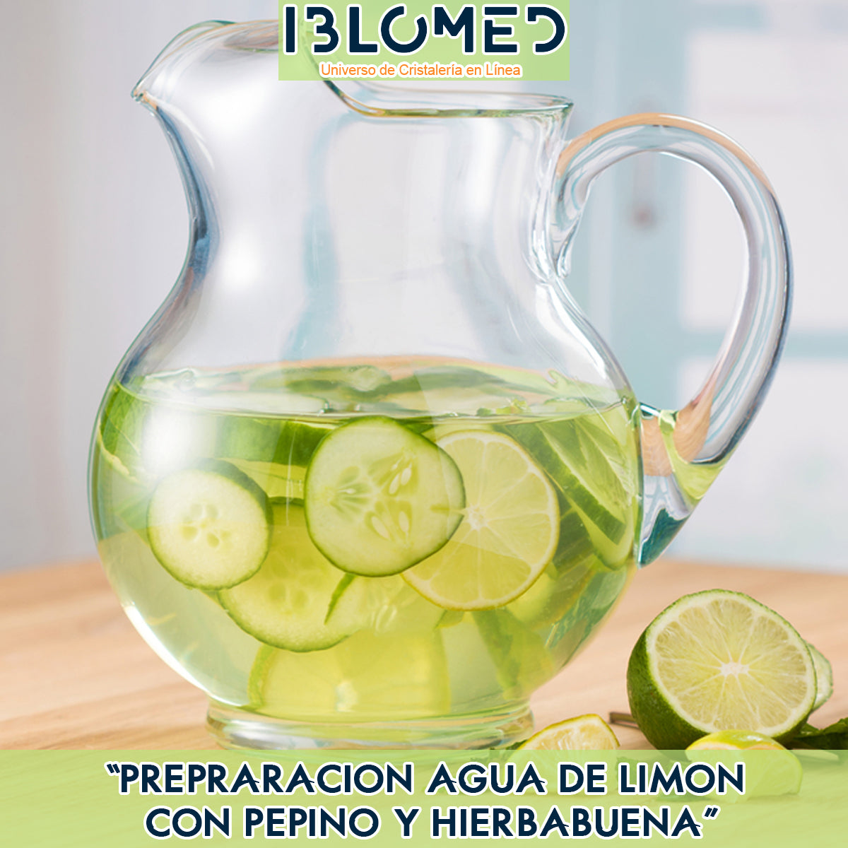 "Preparación Agua de Limón con Pepino y Hierbabuena"